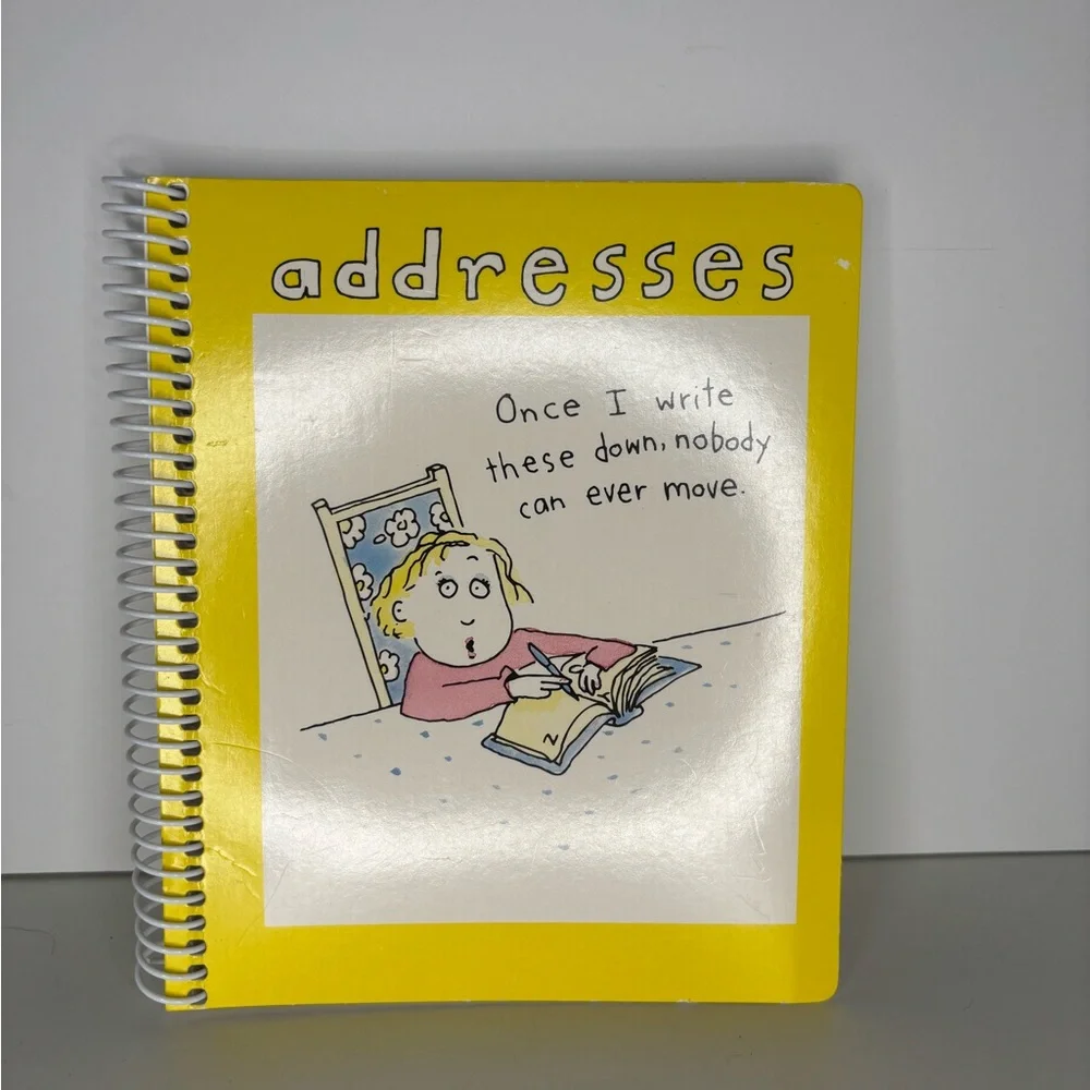 Vintage 1986 Hallmark Yellow Address Book with Cartoon Cover